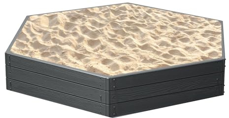 Sandkasten Garten Nachahmung Holz 148x129x25 cm anthrazit -perfekt für Frühling und Sommer
