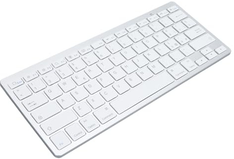 Bewinner Tastiera Bluetooth Wireless, Tastiera Multidispositivo Ricaricabile, Tastiera Bilingue Compatta Ultrasottile Portatile Universale per Smartphone PC Laptop (Disposizione QWETZ