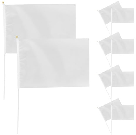 Toddmomy 20 Stück Solide Weiße Mini-Flagge Zum Selbermachen Sublimation Handgehalten für Paraden Große Eröffnung Wettbewerb Hochzeit Party-Events
