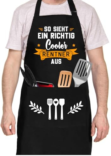 Tarklanda Lustige Grillschürze Herren Damen, Kochschürze für Männer, Schürze mit Spruch So Sieht EIN Richtig Cooler Rentner Aus, Geschenke für Rentner zum Ruhestand, Geburtstag, Abschied