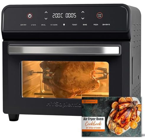 HYSapientia® Horno Freidora de Aire 24L，1800W Freidora sin Aceite con pantalla táctil digital LED, Air Fryer con 8 programas, airfryer xxl, Fácil de limpiar, Menos aceite