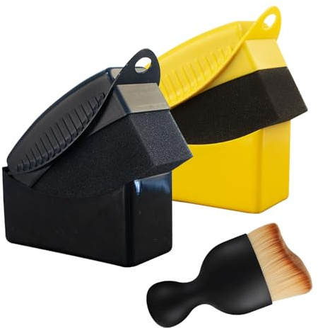 2 Pieces Sponge Brushes, 1 Piece Car Interior Brush, Microfiber Cleaning Cloth, Car Cleaning Wipes, Super Absorbent Plush Cloth for Car Cleaning and Drying
