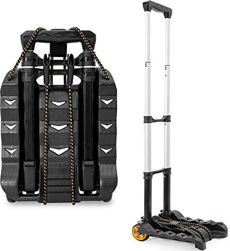 OUUTMEE Folding Hand Truck, 88lbs/40KG Capacity Sack Barrows with Bungee Cord, 2 Wheels Collapsible Lightweight Trolley Dolly for Luggage, Travel, Moving House, Shopping and Office Use, Black