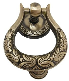 Dekorativer goldener Messing-Türklopfer im viktorianischen Stil, Messing-Türklopfer mit antikem Finish, robustes Messing, runder Maharaja-Türklopfer (klassisch)