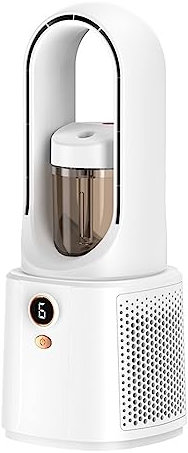 XLJLKJDS Bladeless Fan with Night Light, 2 In 1 Air Cooler & Humidifier with 6 Speed Setting, USB Charging Portable Desktop Electric Fan Silent Mini Tower Fan for Home Office
