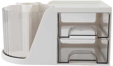 GEEKHOM Schreibtisch Organizer, 360 Grad Drehbarer Stiftehalter, Groß Kapazität Organizer Büro mit 6 Fächern und 2 Schubladen, Multifunktionale Aufbewahrungsbox für Büro Schule Hause