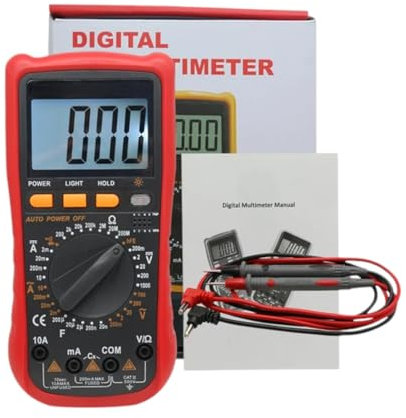 Tester Digitale Multimetro Professionale Misura Volt, Ampere, Farad con Puntali Inclusi Alta Precisione e Versatilità per Uso Elettrico e Elettronico Strumento Compatto e Affidabile