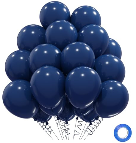 QIFU Marinblå ballonger 31-pack, 30 cm marinblå latex rund ballong med mörkblå band för man pojke födelsedagsfest dekorationer, bröllop, examen, baby shower, dop, evenemang dekorationer