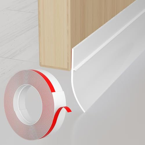 Draft Excluder Door Seal Strip 236 Inch/6M Seal and Save Tape Frame Draught Stopper Clear Silicone Self Adhesive Inserts Door Bottom Sweep Heat Cold Air Blocker Soundproof (White-35mm)