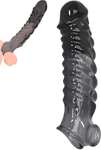 Funda de pene de silicona extensible – Penis sleeve para hombres y parejas, manga elástica con efecto de prolongación y anillo para la base, accesorio íntimo suave y adaptable