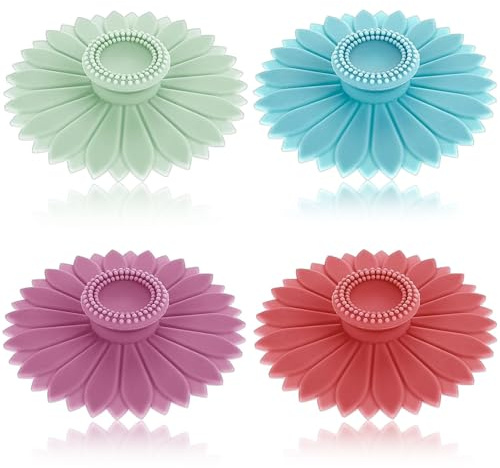 4Pcs Silicone Glass Cup Covers, Silicone Lids, Mug with Lid for Hot Drinks Reusable Anti-dust Cup Covers for Food Drink Covers Glass Cup for Mug Tea Pots Coffee(Green)