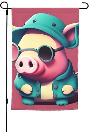 Niedliche Schweine-Flagge für den Außenbereich, Hausflagge für Gartendekoration, lustige Outdoor-Flagge, 30 x 45 cm