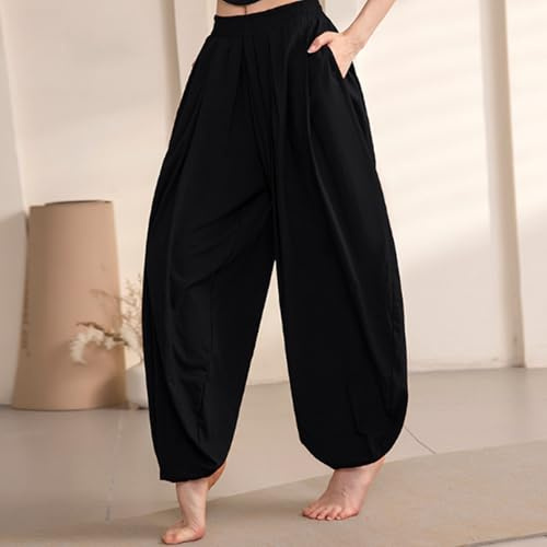 XUHCLY Tai chi Martial Arts Practice Trousers for Unisex Kung Fu Pants Karate Pant Women Elastic Waist(Size:L,Color:B)
