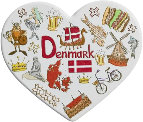 Kühlschrankmagnet in Herzform, Dänemark, Reise-Souvenir, 3D-Kühlschrank, Dekoration, Bastel-Kollektion