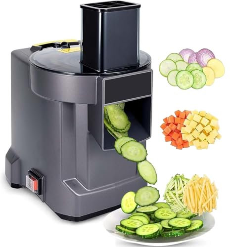 Picadora profesional para verduras de 100 W, robot de cocina 3 en 1, cortador de patatas y rallador de cebollas automático con 3 cuchillas de acero inoxidable – Para comercial y doméstico