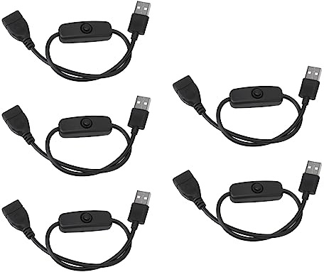 Bonbela 2 PIN ON Off Switch USB -Kabel Männlich an Weiblich mit Knopfsteuerung für Fahrrekorder LED -Lichter Computerperipheriegeräte