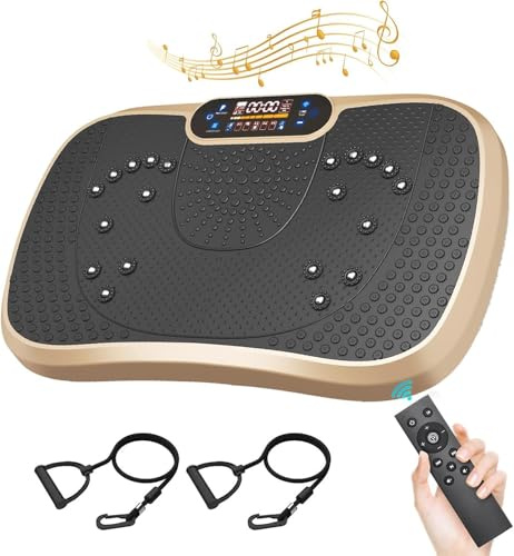 Moziel Vibrationsplatte, 99 Intensitätsstufen und 5 Trainingsprogramme Bluetooth Vibrationsplattform für Ganzkörpertraining, Fitnessgeräte für Zuhause 53.5X 32.5 cm