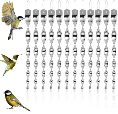 12 Pièces Répulsif Oiseaux, Effaroucheur Oiseaux Exterieur, Repulsif Pigeon, Pigeon Pigeon, Anti Pigeons pour Balcon, Répulsif Oiseaux Reflechissants Rotatif, pour Balcon Arbres Fruitiers Potager