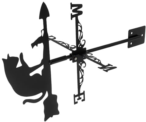 TOYANDONA Stainless Steel Cat and Mouse Metal Weathervane Garden Stake Wind Direction Indicator Outdoor Patio Yard Decoration