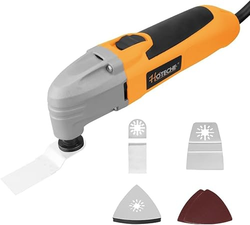 Utensile Multifunzione Oscillante 200W 22.000 giri/min con Angolo di Oscillazione a 3° per Taglio, Levigatura e Raschiatura Legno e Metallo con Accessori