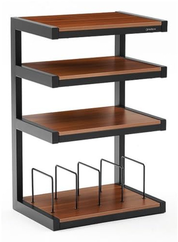 Norstone ESSE Black HiFi Rack Walnut Shelves Vinyl Record Storage Stand