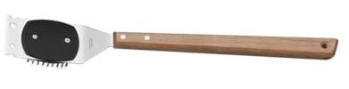 TRAMONTINA - Cepillo para Parrilla Churrasco, Estructura y Cerdas de Acero Inoxidable y Mangos de Madera Natural, Utensilios con Remaches de Aluminio
