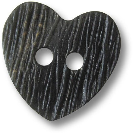 Knopfparadies - 6er Set fesche Dunkelbraun braun melierte Herz Knöpfe aus Kunststoff in Horn Optik/Dunkelbraun, Mittelbraun meliert/Kunststoff Knöpfe/Ø ca. 19x20mm