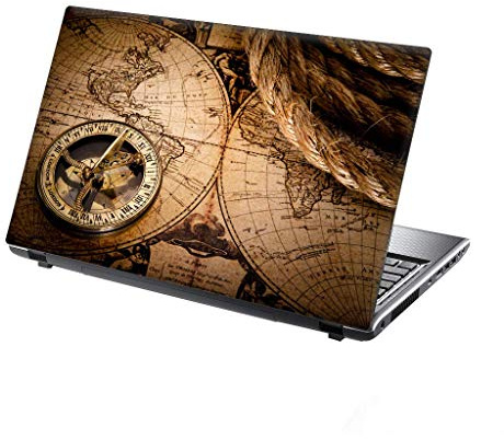 TaylorHe 13-14 inch Laptop Skin Vinyl Decal with Colorful Patterns and Leather Effect Laminate MADE IN BRITAIN Ocean Map