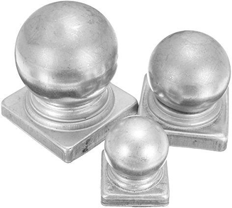 FEVERWORK 40mm 60mm 70mm Iron Ball Top Fence Finial Post Cap with Flat Square Base Decor Protection - 40mm