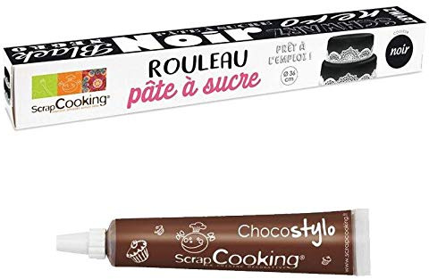 Sockerpasta i rullen redo att rulla ut Ø 36 cm svart + 1 chokladpenna