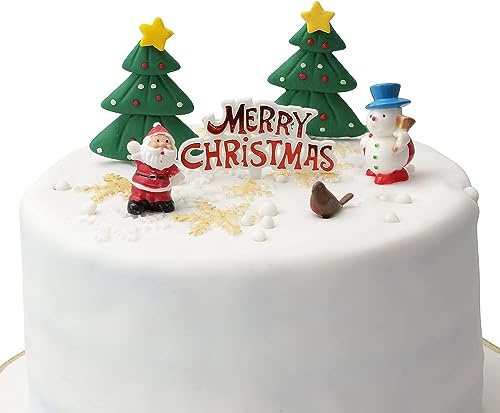 Christmas Cake Decorations Toppers 6 Piece Kids Set Snowman Cupcake Topper Cake Decoration Pieces Merry Christmas