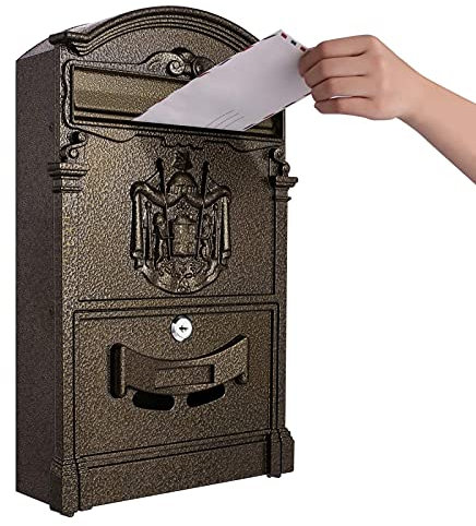 Tooluck Cassetta Posta Vintage, Cassetta postale da Esterno di Grande Capacità, Cassetta Della Posta da Esterno, Cassette Postali per Esterno, Cassetta Lettere Esterno Bronzo