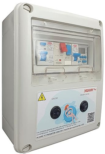 Cuadro Eléctrico para Piscina Iluminación y Motor | Guardamotor y Transformador | 50W 12AC | Bomba de agua 1CV 4-6,3A