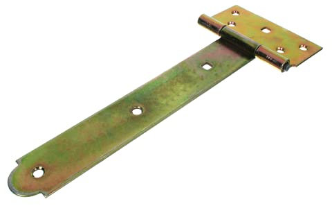 NAJDER Set di 2 cerniere a T zincate da 250 mm, carniere per legno, cerniera a croce in legno per cancelli da giardino, per uso interno ed esterno, decorativa, giallo zinco