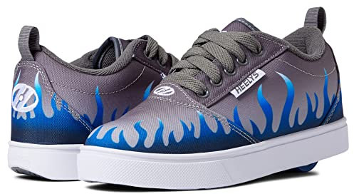 HEELYS Pro 20 Prints Skate Shoes for Kids (Little Kid/Big Kid/Adult) - Low-Profile Wheels with ABEC Bearings Gray/Blue Men's 7 M