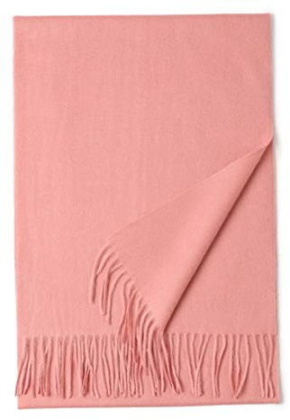 Prettystern weicher Wollschal einfarbig mit Fransen für Herbst Winter Herren und Damen