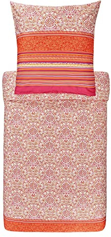Bassetti Bettwäsche Garnitur Arona R1 Rot 2 TLG. Mako-Satin mit Reißverschluss, Maße: 155cm x 220cm, 80cm x 80cm, 9320485