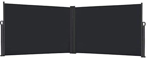Froadp 200×600cm Paravent Latéral Extensible Double Côté Brise Vue Retractable Store en Polyester Extérieur Écran de Confidentialité de Protection Solaire pour Balcon Terrasse Jardin (Anthracite)
