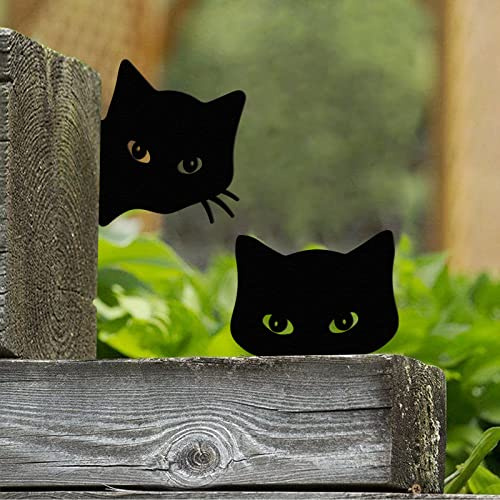 Qmetalart Lot de 2 décorations de Jardin en métal Motif Chat Noir pour Jardin, Cour, été, Ferme, décoration d'intérieur, décoration extérieure, Cour, pelouse, pour Les Amoureux des Chats