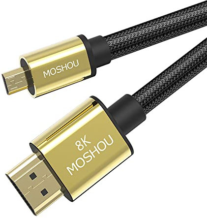 MOSHOU Micro HDMI auf HDMI Kabel Ultra-High-Speed 8K@60Hz, 4K/2K/1080P@120Hz Micro HDMI 2.1 Kabel mit Ethernet für GoPro, Sony, Nikon, Canon, Kamera, Tablet, Laptop Verbindungskabel (3m)
