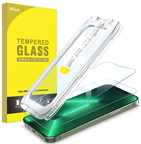 JETech Ein-Schritt-Installation Schutzfolie für iPhone 13 Pro Max, 2 Stück | Automatische Ausrichtung, HD Klar Gehärtetes Glas Displayschutzfolie, Blasenfreie Anwendung