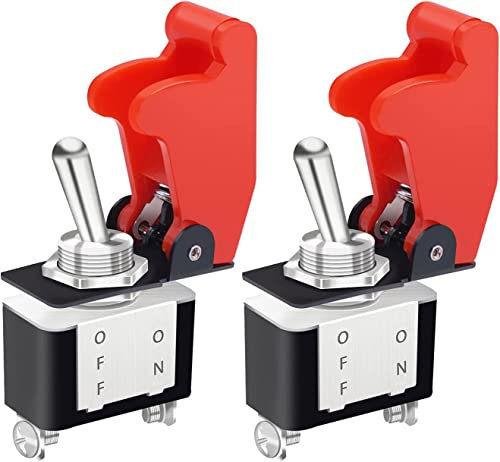 Taiss 2PCS Kippschalter Flick Flip 12V 20A Wippschalter SPST ON/Off 2Pin mit wasserdichter Cap für Auto Car Marine Boat KN3A-101A-RMZ