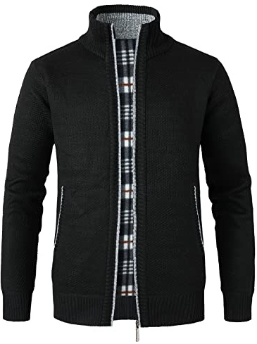 Btmpmcs Herren Strickjacke Cardigan Pullover mit Stehkragen und Reißverschluss Winter Fleece-gefüttert Warm Dicker Strickpullover Übergangsjacke Winterjacke