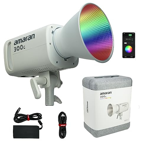 Aputure Amaran 300C White, 300W RGB LED COB Video Light CCT 2,500K to 7,500K Bowen Mount Continuous Output Lighting Support APP Control