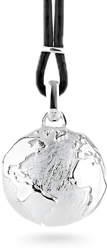Heartbreaker Weltenbummler Anhänger mit Lederband I Edler Welt-Kugel-Schmuckanhänger aus 925 Sterling Silber I Nickelfreier Globus-Charm in Goldschmiedequalität inkl. Verpackung I LD WB 31