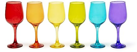 Excelsa Trinidad Set 6 Calici Multicolor, Vetro Soffiato Spruzzato, Capacità 480 Ml.