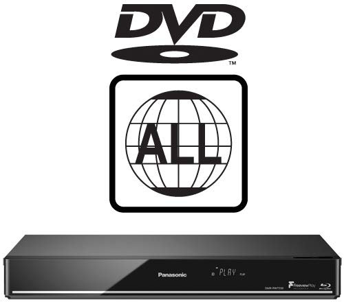 MULTIREGION 500GB Blu-ray and Freeview Play Hard Disc Recorder Compatible with Panasonic DMR-PWT550EB for DVD Regions 1-8 - Blu-ray Region B - DMR-PWT550