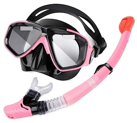 Taucherbrille Schnorchelmasken-Set, Tauchen, 180°-Panorama, Weitsicht, Tauchmaske, Leicht Atmende Schnorchelausrüstung Tauchmaske (Color : Rosa, Size : 16 * 25 * 20cm)
