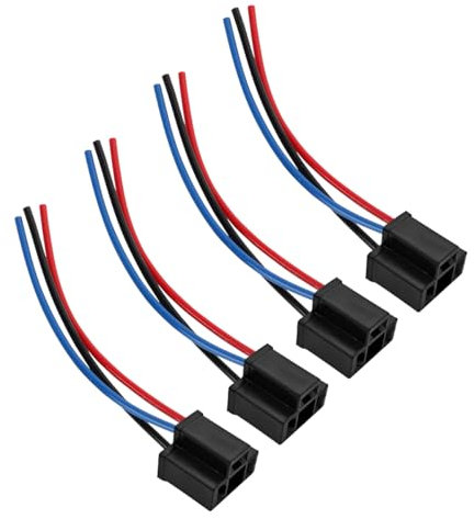 CGEAMDY 4 Pcs 12V-24V H4 Prise Femelle Connecteur Phare, 3 Pin Phare Douille de Voiture, Auto Support Ampoule H4, pour Phares ou Antibrouillards, Kit de Conversion de Faisceau Câblage Douille Lampe