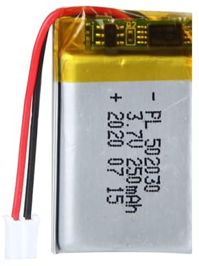 Uxney Batería de ion de litio de 3,7 V, 250 mAh, 502030, con conector 2P PH con rejilla de 2,0 mm